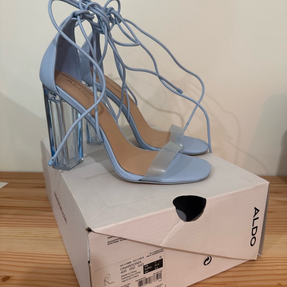 Aldo Light Blue Lace-Up Heels